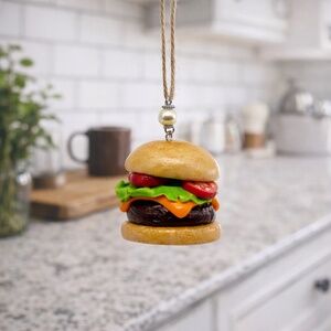 Cheeseburger Ornament | Handmade Food Kitchen Decor, Mini Burger Slider Gift